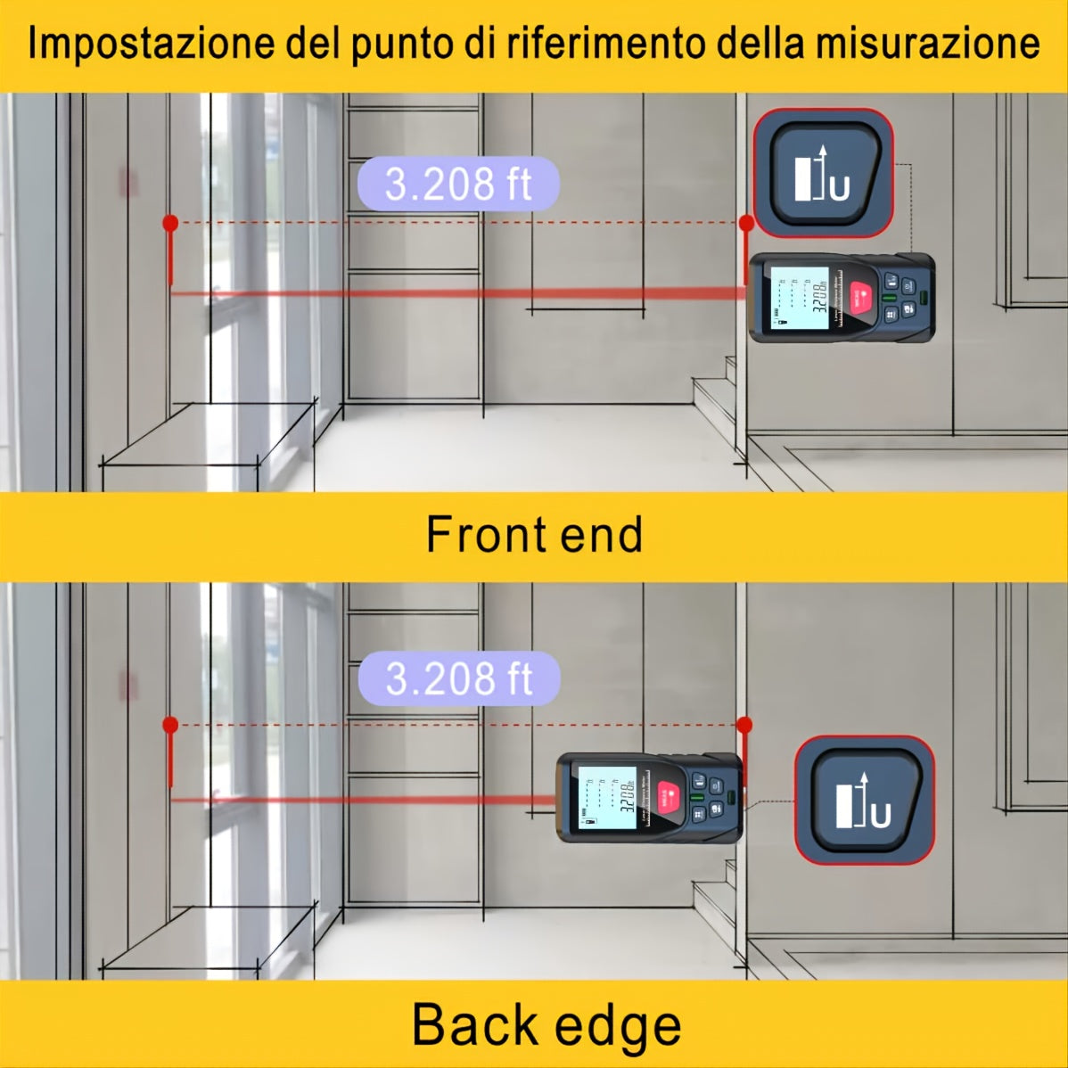Laser Measuring Device, 165-foot Digital Line Laser Rangefinder, With 2 Bubble Levels, M/in/Ft Unit Switching Backlit LCD, Portable Measuring Distance, Measuring Area, Measuring Volume (50.29 Meter)
