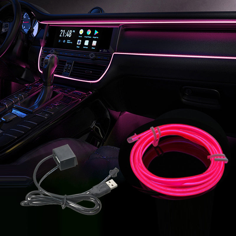 5M Car Environment El Wire LED USB Flexible Neon Interior Lights Assembly RGB Light For Automotive Decoration Lighting Accessories