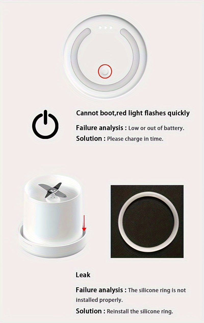 Portable Electric Wireless Mini Fruit Blender Juicer , 350ML , Perfect for On-the Go!