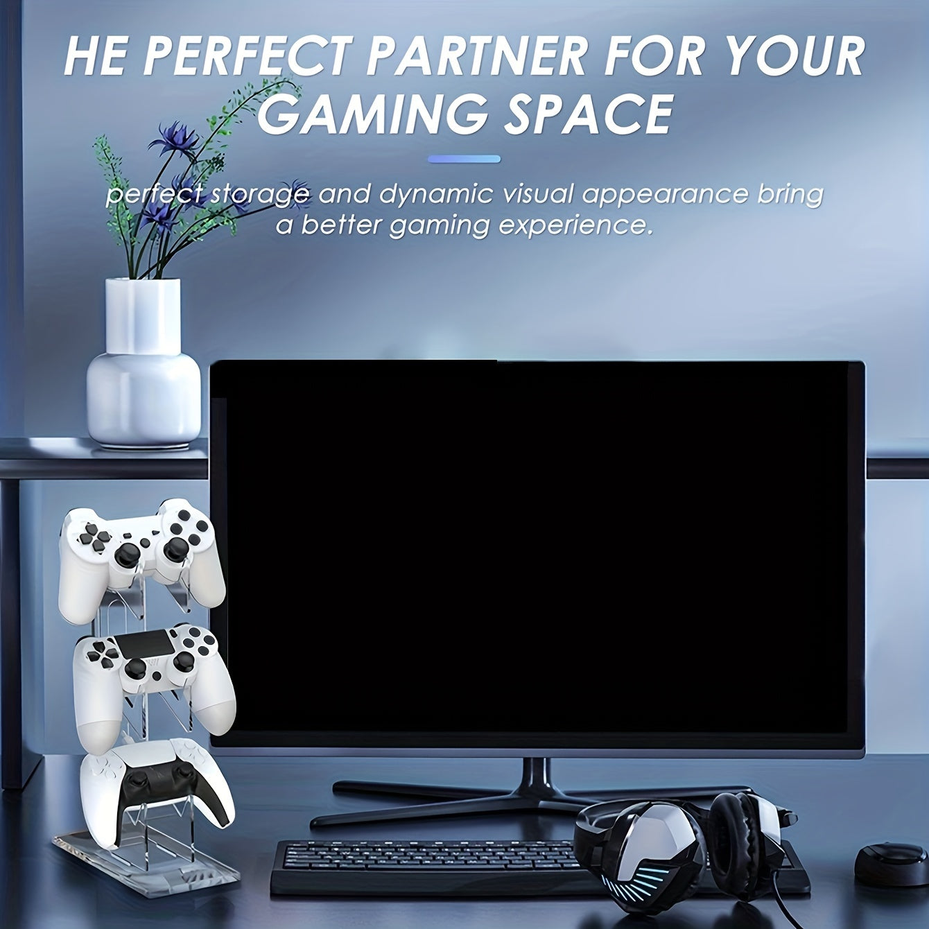 Universal 3-layer Controller Stand & Headphone Stand Game Accessories For PS5 PS4 Storage Stand, Controller Holder Headset Stand Game Accessory