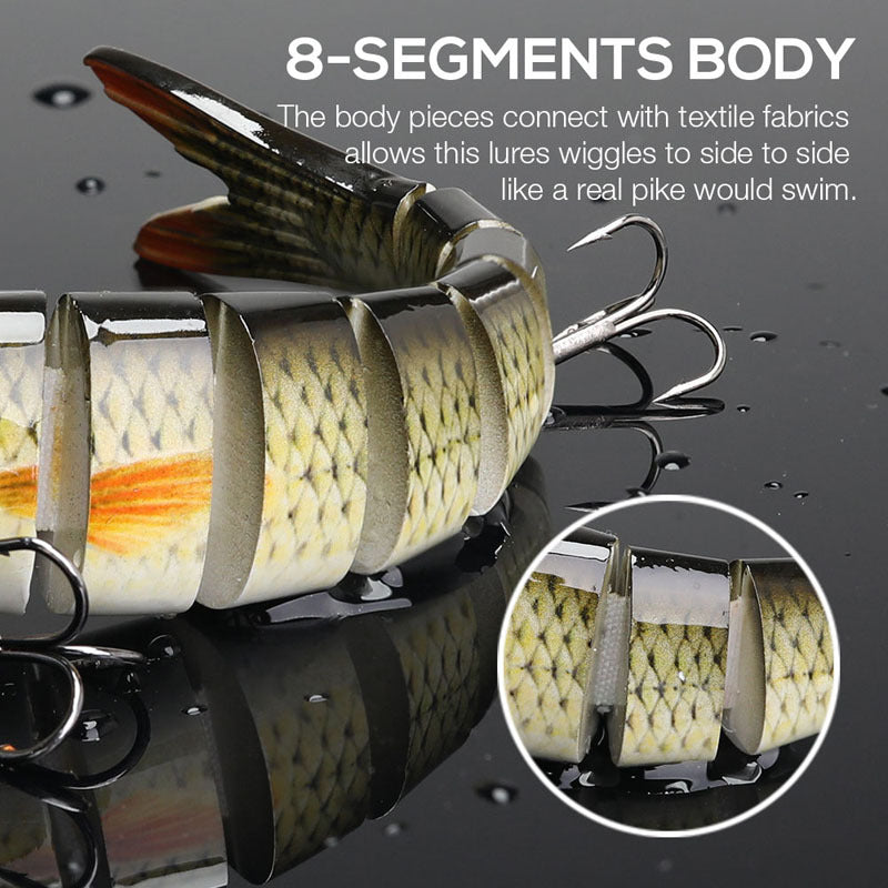 Multi-Jointed Swimbait Crank Bait - Slow Sinking Bionic Artificial Bait for Freshwater and Saltwater Trout and Bass Fishing - 10g/13.5cm - Includes Fishing Accessories