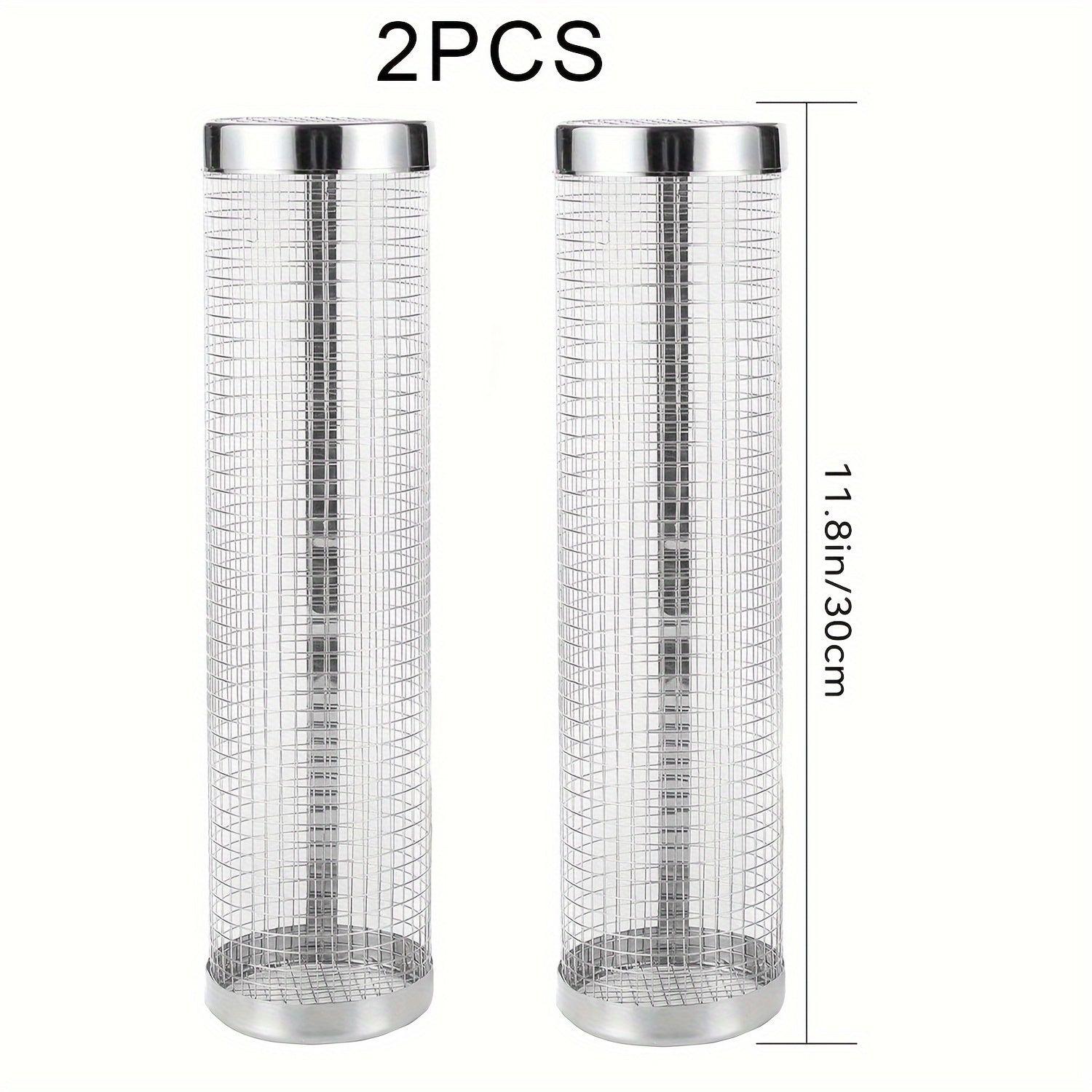 1/2pcs BBQ Rolling Grill Basket, Stainless Steel Grilled Cage, Round BBQ Grill Mesh For Vegetable Fries Fish, Portable Barbecue Cooking Grill Net, Grilling Baskets For  Outdoor Camping Grilling Rack, Camping Picnic Cookware K