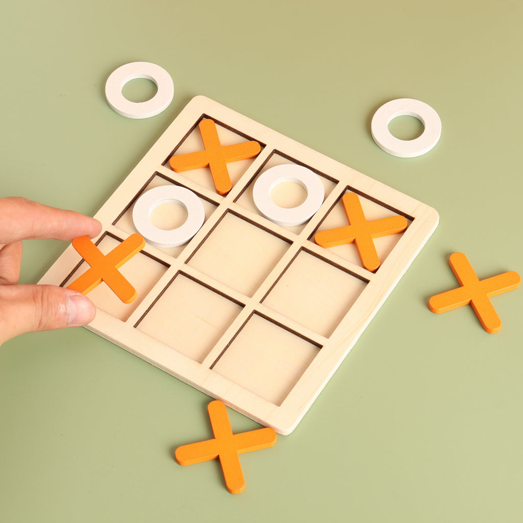 10 Piece Premium Solid Wooden Tic Tac Toe Board Game, Perfect For Backyard Entertainment, Classic Coffee Table Home Game Christmas 、Halloween 、Thanksgiving gifts!