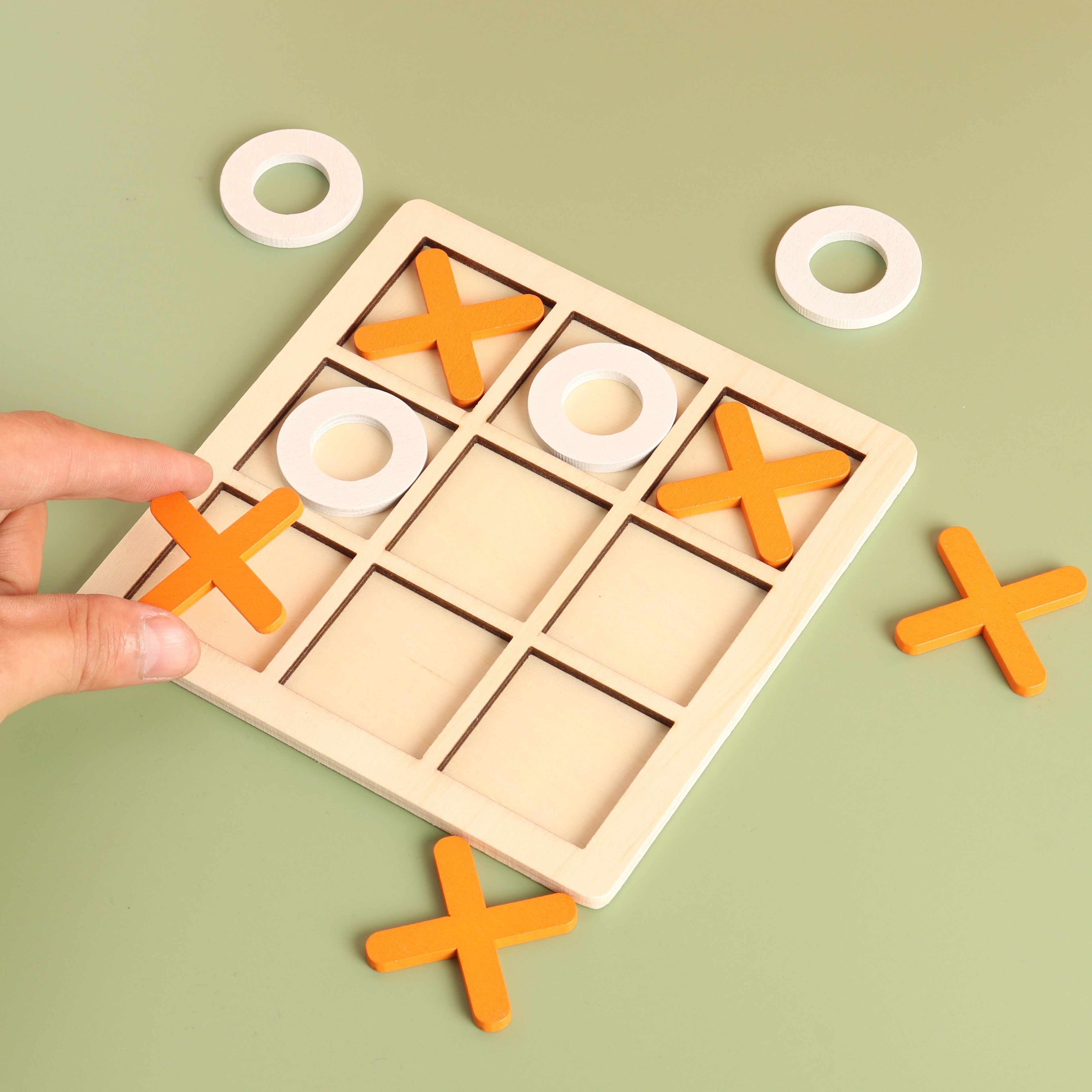 10 Piece Premium Solid Wooden Tic Tac Toe Board Game, Perfect For Backyard Entertainment, Classic Coffee Table Home Game Christmas 、Halloween 、Thanksgiving gifts!