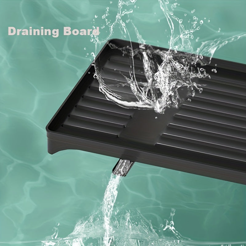 1pc Dish Drying Rack For Kitchen Counter Over The Sink, Detachable Larger Capacity 2-Tier Dish Drying Rack Drainboard Set With Double-Layer Bowl Rack, Cup Rack, Drain Board, Sticky Board Rack, Cutlery Rack, Kitchen Accessorie