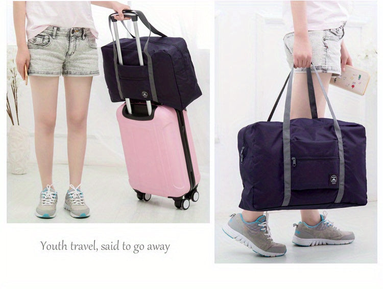 1pc Foldable Travel Duffel Bag, Waterproof Carry On Luggage Bag, Handbag Sports Gym Bag, Lightweight Travel Luggage Bag For Sports, Gym, Vacation Bedroom Accessories