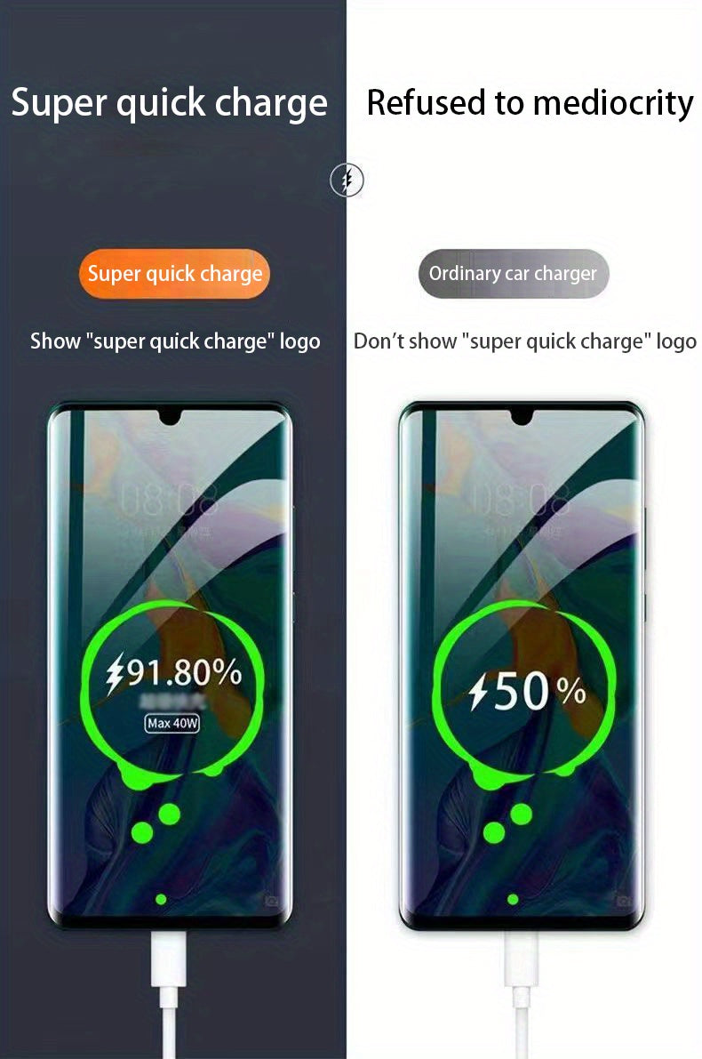 120W Car Charger Fast Charging 4 Usb Digital Display Car Fast Charger 4-in-1 PD Mobile Phone Charging Head 7AQC3.0 Car Phone Adapter Car Accessories