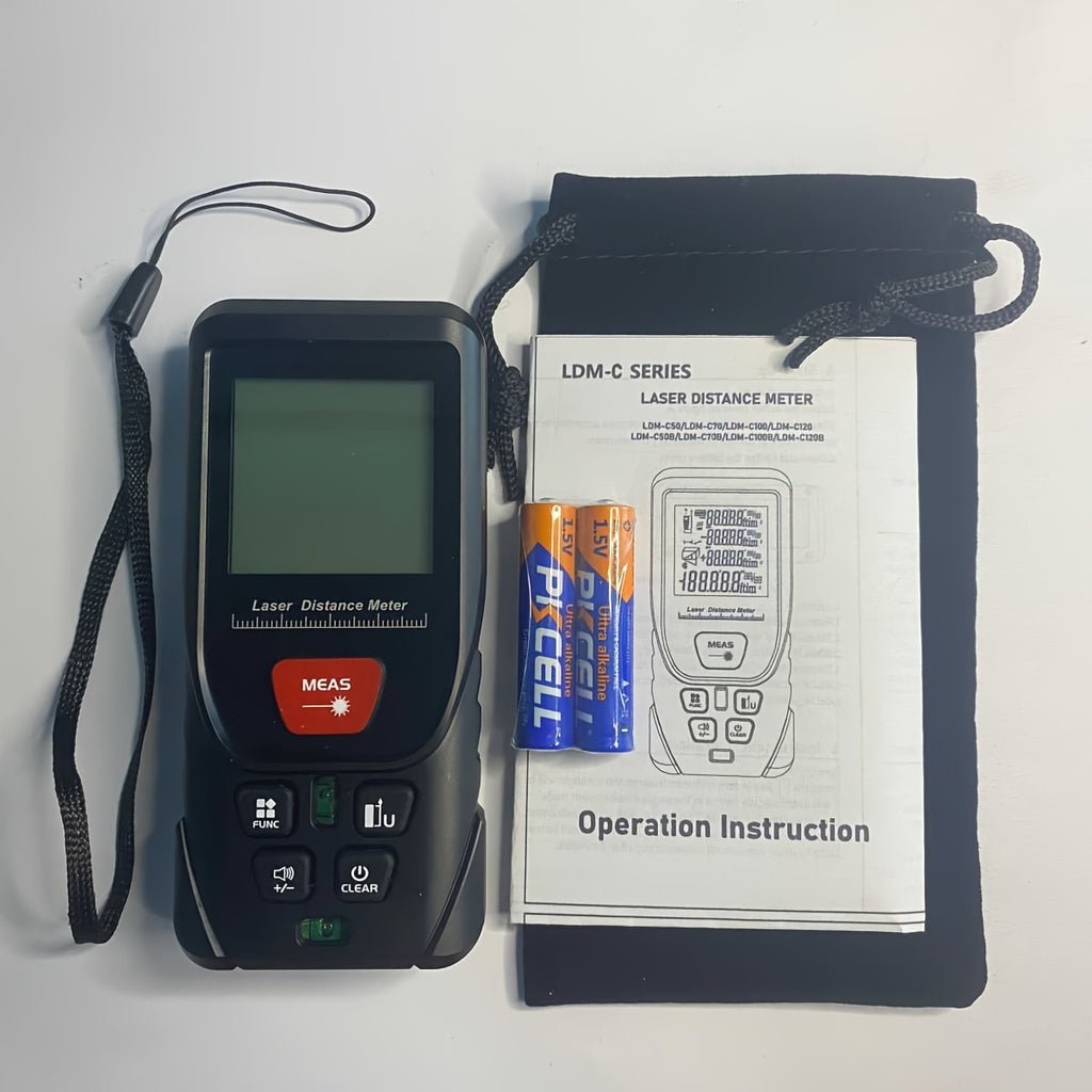 Laser Measuring Device, 165-foot Digital Line Laser Rangefinder, With 2 Bubble Levels, M/in/Ft Unit Switching Backlit LCD, Portable Measuring Distance, Measuring Area, Measuring Volume (50.29 Meter)