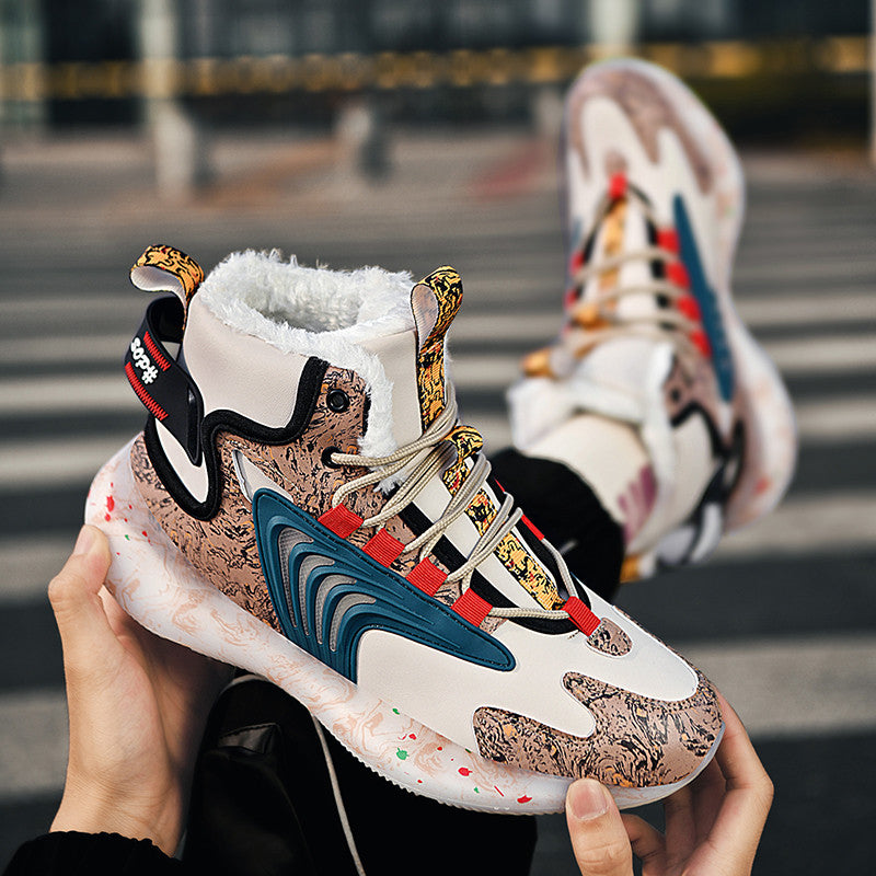 Men's 2023 New Snow Boots, Warm Fleece Cozy Non-slip Ankle Boots Plush Comfy Outdoor Shoes Walking Sneakers, Winter