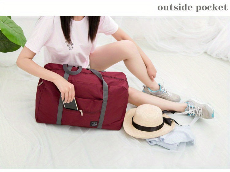 1pc Foldable Travel Duffel Bag, Waterproof Carry On Luggage Bag, Handbag Sports Gym Bag, Lightweight Travel Luggage Bag For Sports, Gym, Vacation Bedroom Accessories