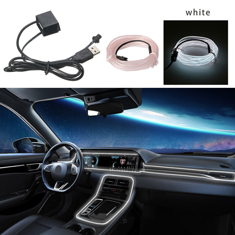 5M Car Environment El Wire LED USB Flexible Neon Interior Lights Assembly RGB Light For Automotive Decoration Lighting Accessories