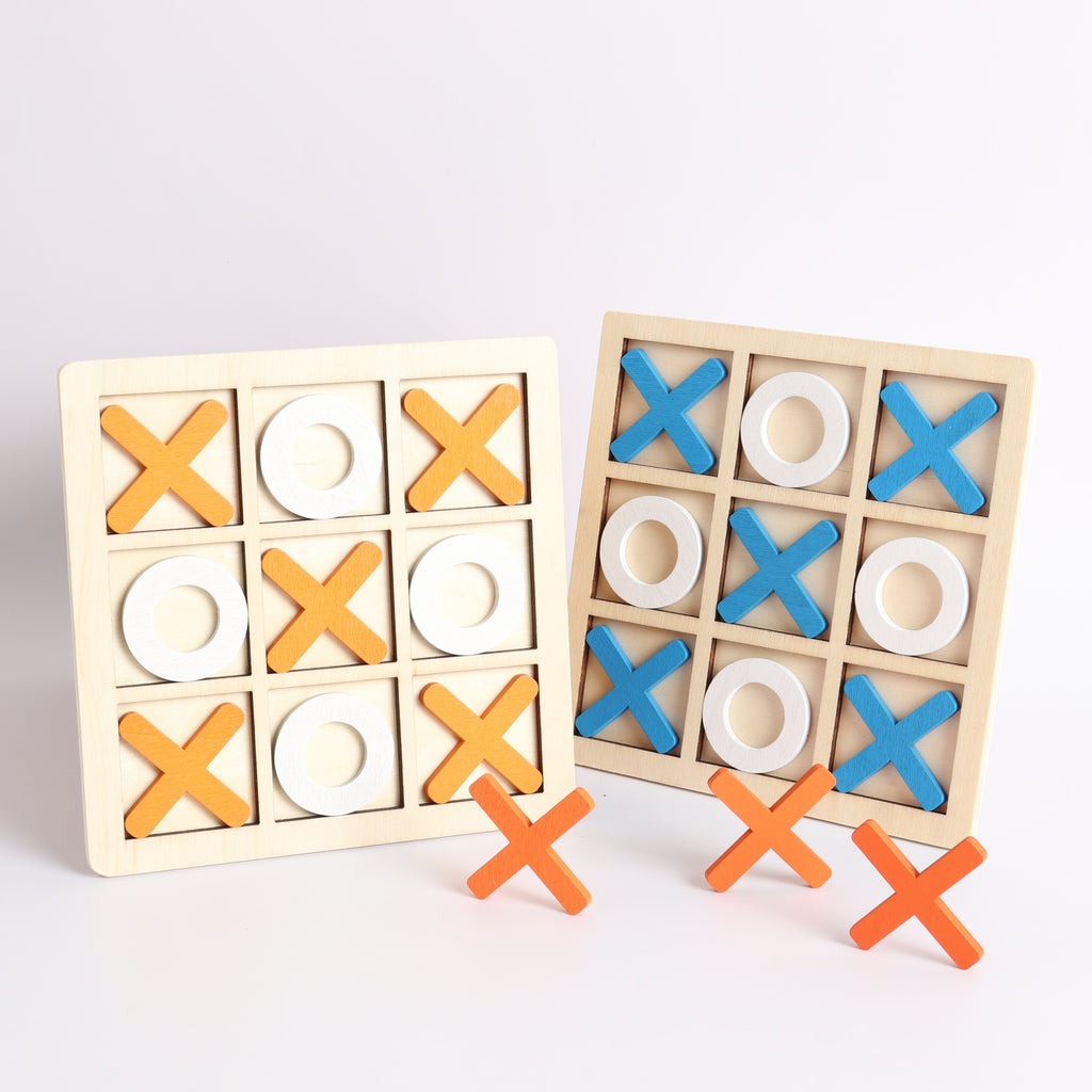 10 Piece Premium Solid Wooden Tic Tac Toe Board Game, Perfect For Backyard Entertainment, Classic Coffee Table Home Game Christmas 、Halloween 、Thanksgiving gifts!