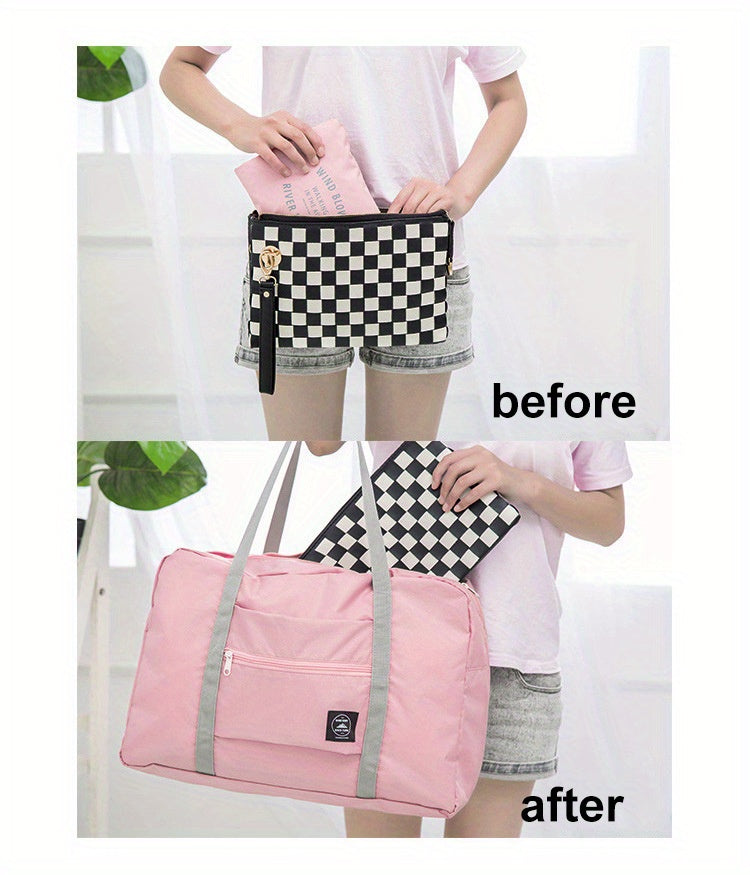 1pc Foldable Travel Duffel Bag, Waterproof Carry On Luggage Bag, Handbag Sports Gym Bag, Lightweight Travel Luggage Bag For Sports, Gym, Vacation Bedroom Accessories