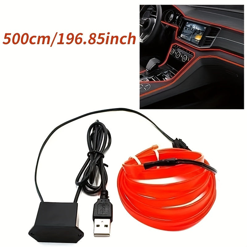 5M Car Environment El Wire LED USB Flexible Neon Interior Lights Assembly RGB Light For Automotive Decoration Lighting Accessories