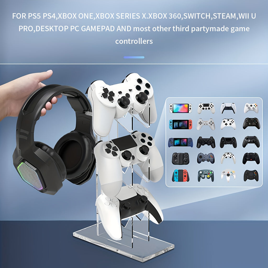 Universal 3-layer Controller Stand & Headphone Stand Game Accessories For PS5 PS4 Storage Stand, Controller Holder Headset Stand Game Accessory