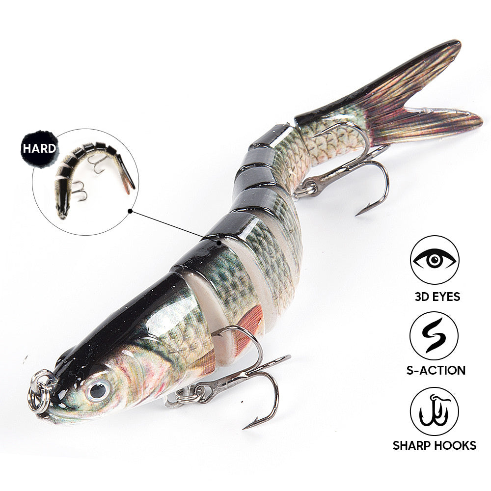 Multi-Jointed Swimbait Crank Bait - Slow Sinking Bionic Artificial Bait for Freshwater and Saltwater Trout and Bass Fishing - 10g/13.5cm - Includes Fishing Accessories