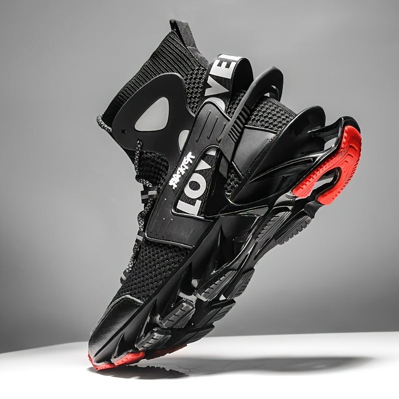 Mens Blade Type Running Shoes - Superbly Breathable, High-Performance Shock Absorption - Stylish High Top, Featherweight, Anti-Slip - Ideal for Running, Tennis, Gym, Casual Walking - Ultimate Athletic Sneakers for Men