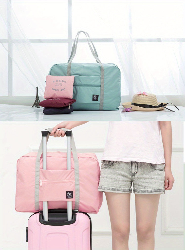 1pc Foldable Travel Duffel Bag, Waterproof Carry On Luggage Bag, Handbag Sports Gym Bag, Lightweight Travel Luggage Bag For Sports, Gym, Vacation Bedroom Accessories