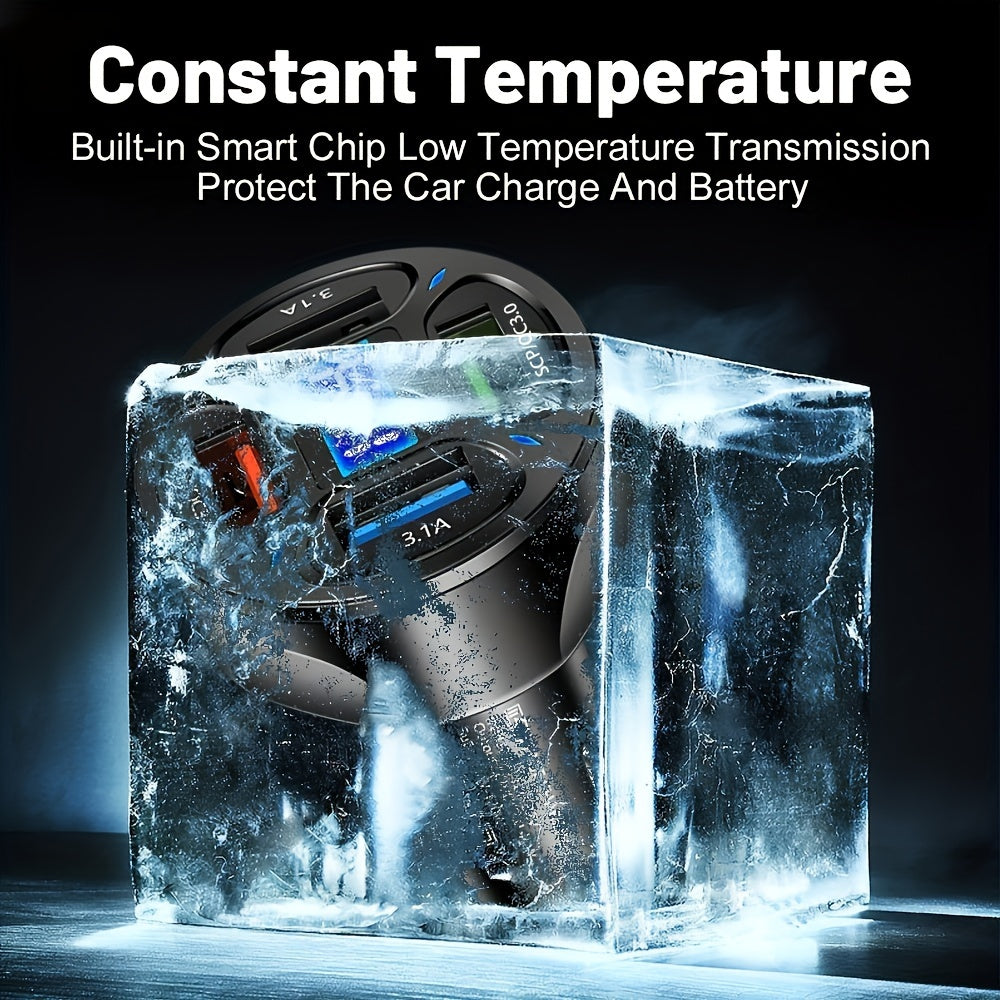 120W Car Charger Fast Charging 4 Usb Digital Display Car Fast Charger 4-in-1 PD Mobile Phone Charging Head 7AQC3.0 Car Phone Adapter Car Accessories