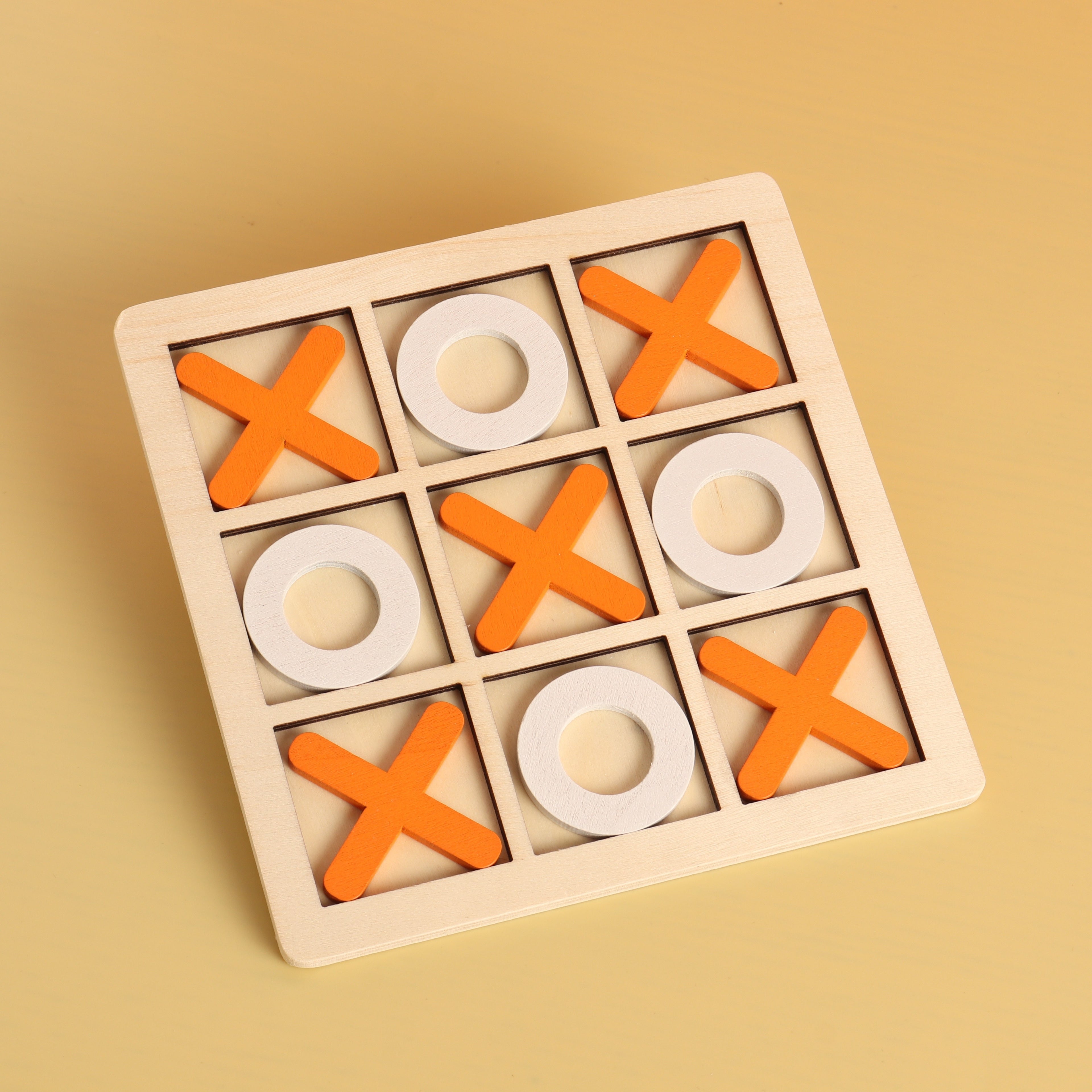 10 Piece Premium Solid Wooden Tic Tac Toe Board Game, Perfect For Backyard Entertainment, Classic Coffee Table Home Game Christmas 、Halloween 、Thanksgiving gifts!
