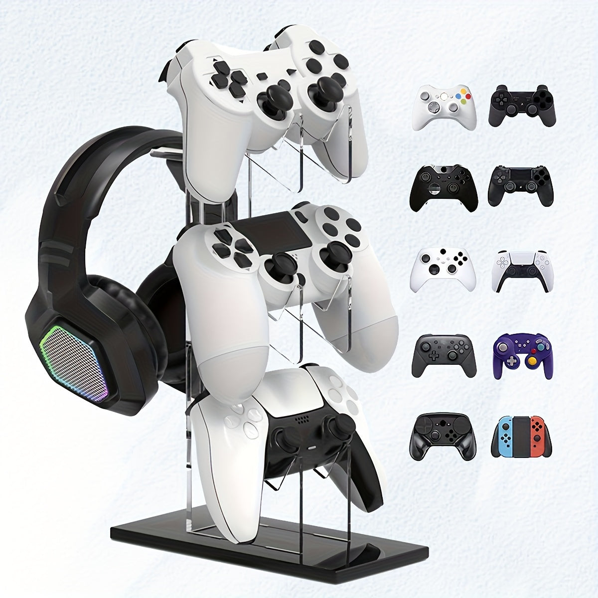 Universal 3-layer Controller Stand & Headphone Stand Game Accessories For PS5 PS4 Storage Stand, Controller Holder Headset Stand Game Accessory