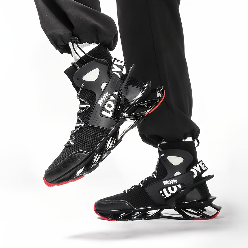 Mens Blade Type Running Shoes - Superbly Breathable, High-Performance Shock Absorption - Stylish High Top, Featherweight, Anti-Slip - Ideal for Running, Tennis, Gym, Casual Walking - Ultimate Athletic Sneakers for Men