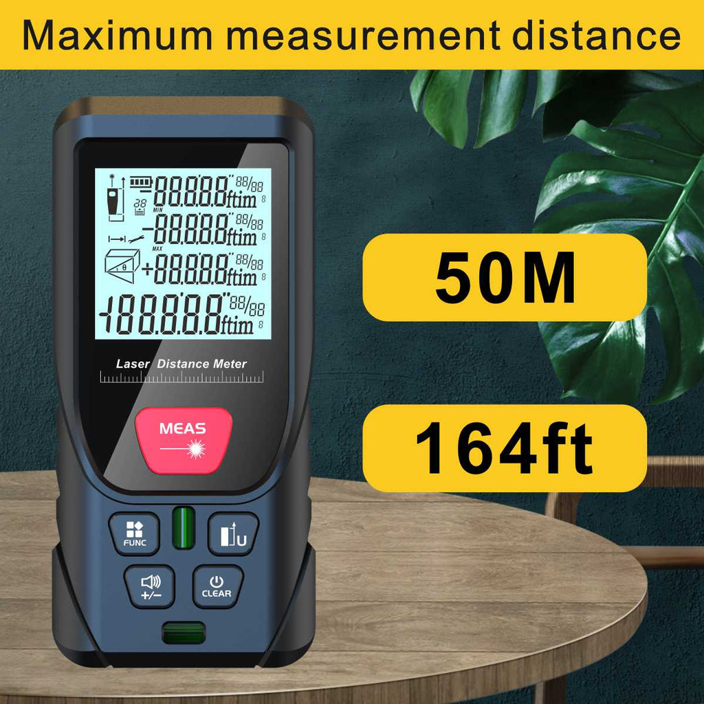 Laser Measuring Device, 165-foot Digital Line Laser Rangefinder, With 2 Bubble Levels, M/in/Ft Unit Switching Backlit LCD, Portable Measuring Distance, Measuring Area, Measuring Volume (50.29 Meter)