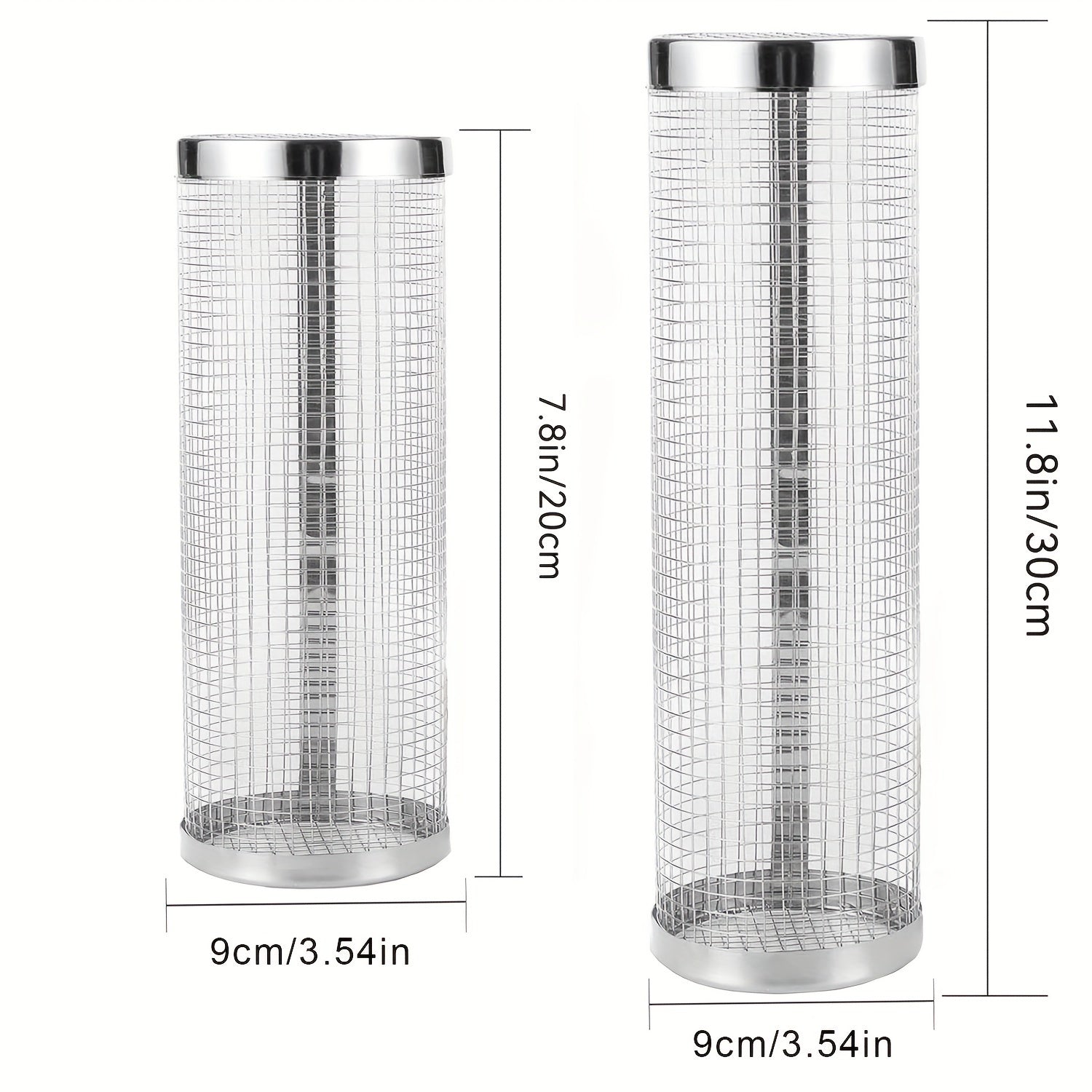 1/2pcs BBQ Rolling Grill Basket, Stainless Steel Grilled Cage, Round BBQ Grill Mesh For Vegetable Fries Fish, Portable Barbecue Cooking Grill Net, Grilling Baskets For  Outdoor Camping Grilling Rack, Camping Picnic Cookware K