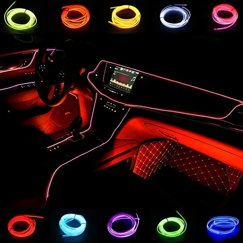 5M Car Environment El Wire LED USB Flexible Neon Interior Lights Assembly RGB Light For Automotive Decoration Lighting Accessories