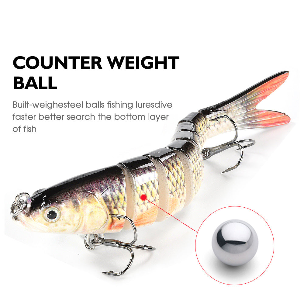 Multi-Jointed Swimbait Crank Bait - Slow Sinking Bionic Artificial Bait for Freshwater and Saltwater Trout and Bass Fishing - 10g/13.5cm - Includes Fishing Accessories
