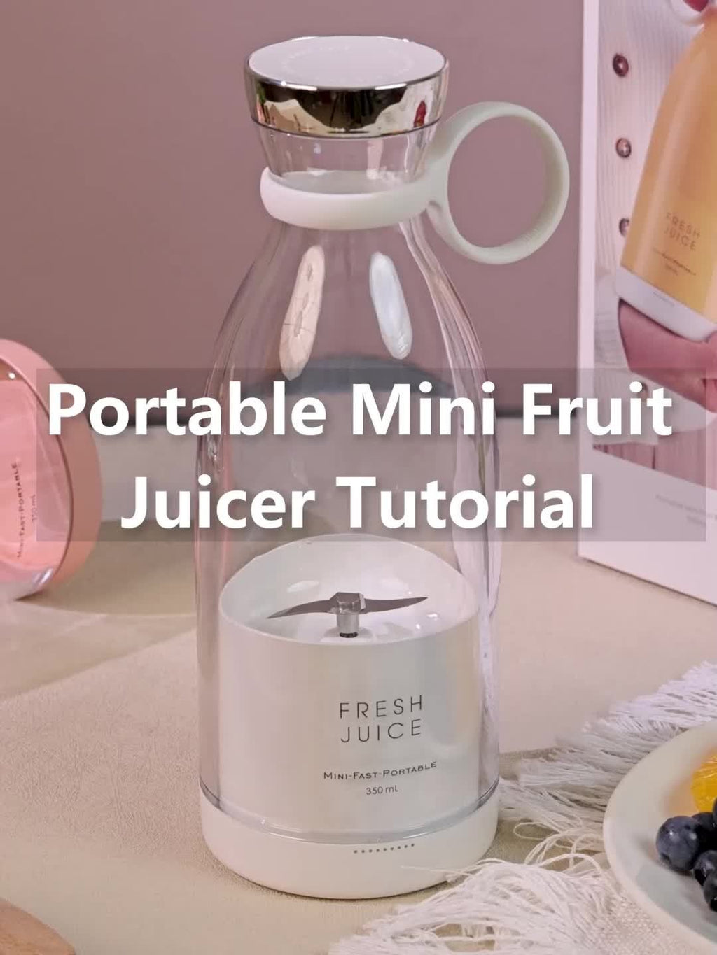 Portable Electric Wireless Mini Fruit Blender Juicer , 350ML , Perfect for On-the Go!