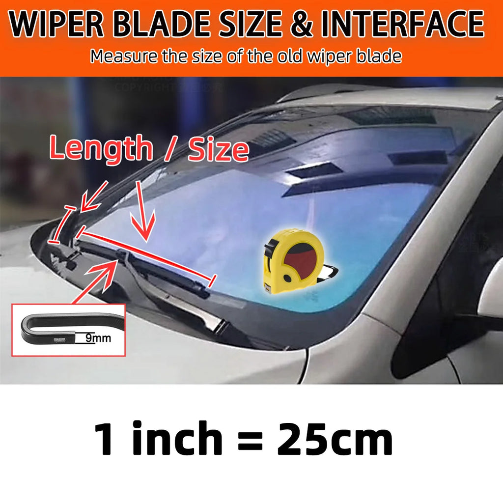 Suitable For Car Front Windshield J/U-Shaped 11 Layer Rubber Strip Wiper Blades 14 "15" 16 "17" 18 "19" 20 "21" 22 "24" 26 "28"