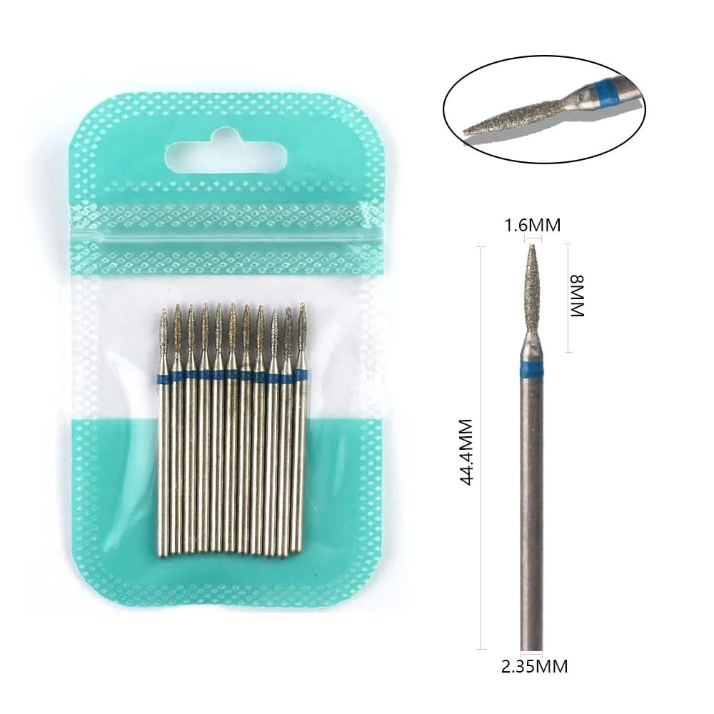 10pcs Diamond Milling Cutter Nail Drill Bits Set For Manicure Accessory Pedicure Eletric Machine Nail Bit Brush Burr Tools