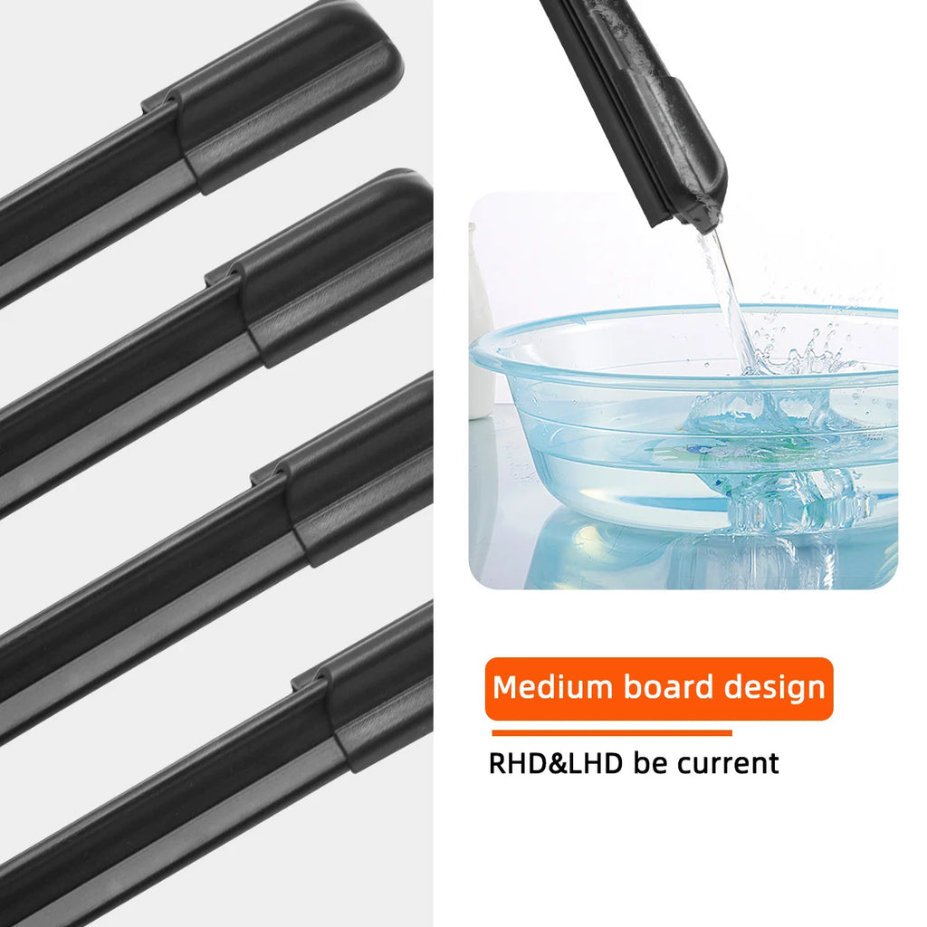 13"-28" Upgrade the universal J/U-shaped hook frameless wiper with high-quality rubber sheet for car windshield wipers