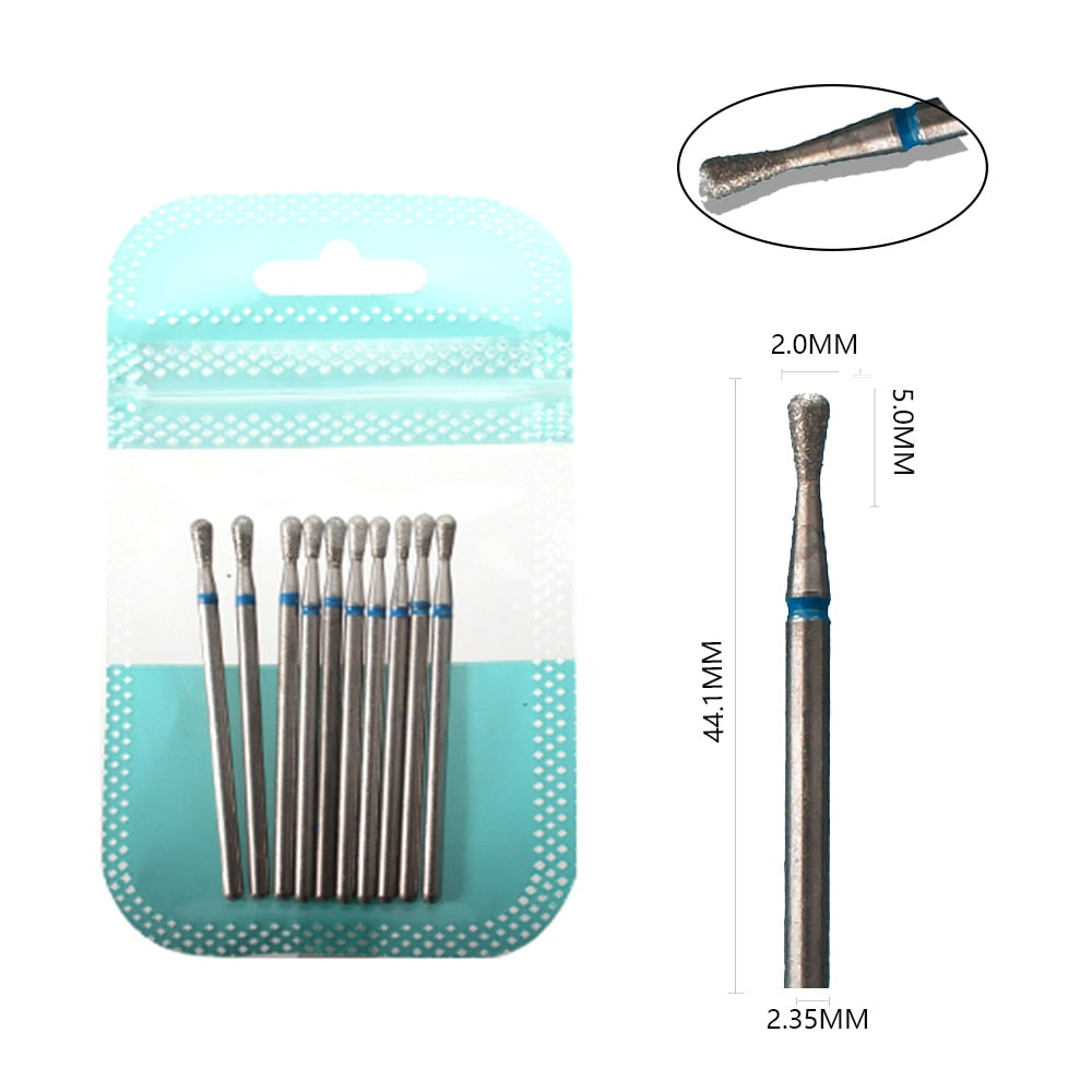 10pcs Diamond Milling Cutter Nail Drill Bits Set For Manicure Accessory Pedicure Eletric Machine Nail Bit Brush Burr Tools