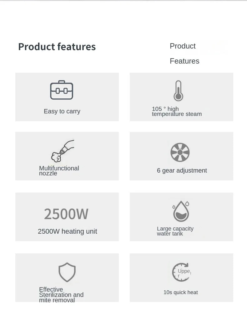 2500W Portable Steam Cleaner High Temperature Sterilization Pressure Jet Washer Machine for Home Car Kitchen Air Conditioner