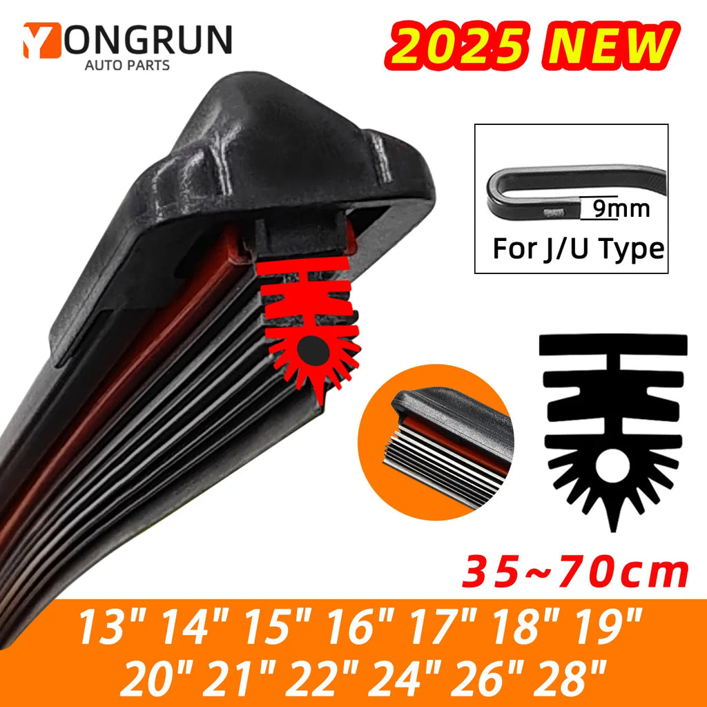 Suitable For Car Front Windshield J/U-Shaped 11 Layer Rubber Strip Wiper Blades 14 "15" 16 "17" 18 "19" 20 "21" 22 "24" 26 "28"