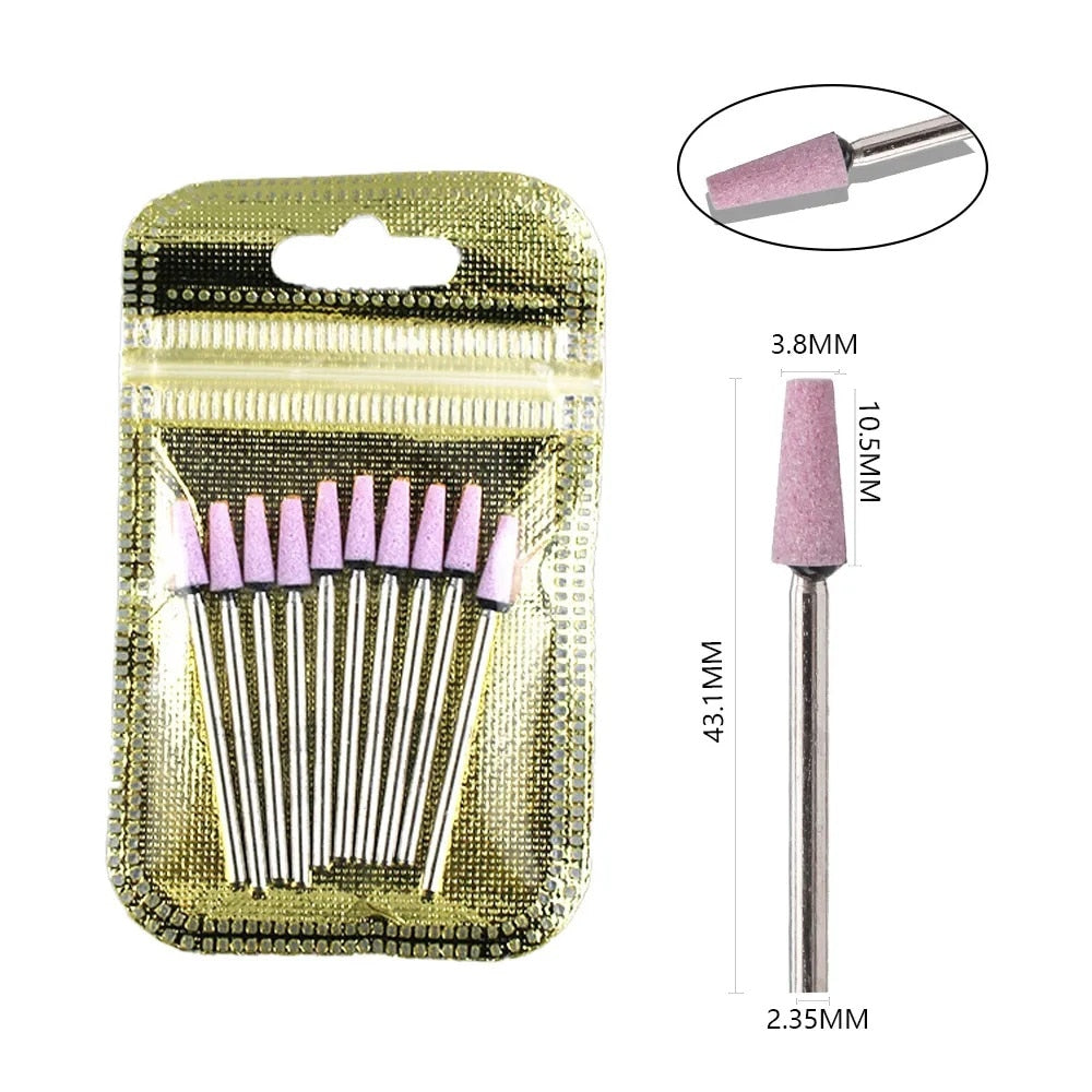 10pcs Diamond Milling Cutter Nail Drill Bits Set For Manicure Accessory Pedicure Eletric Machine Nail Bit Brush Burr Tools