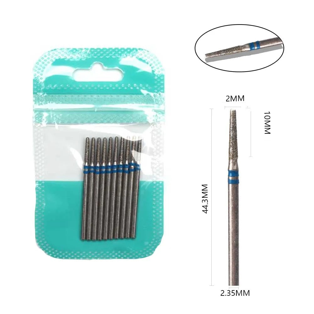 10pcs Diamond Milling Cutter Nail Drill Bits Set For Manicure Accessory Pedicure Eletric Machine Nail Bit Brush Burr Tools