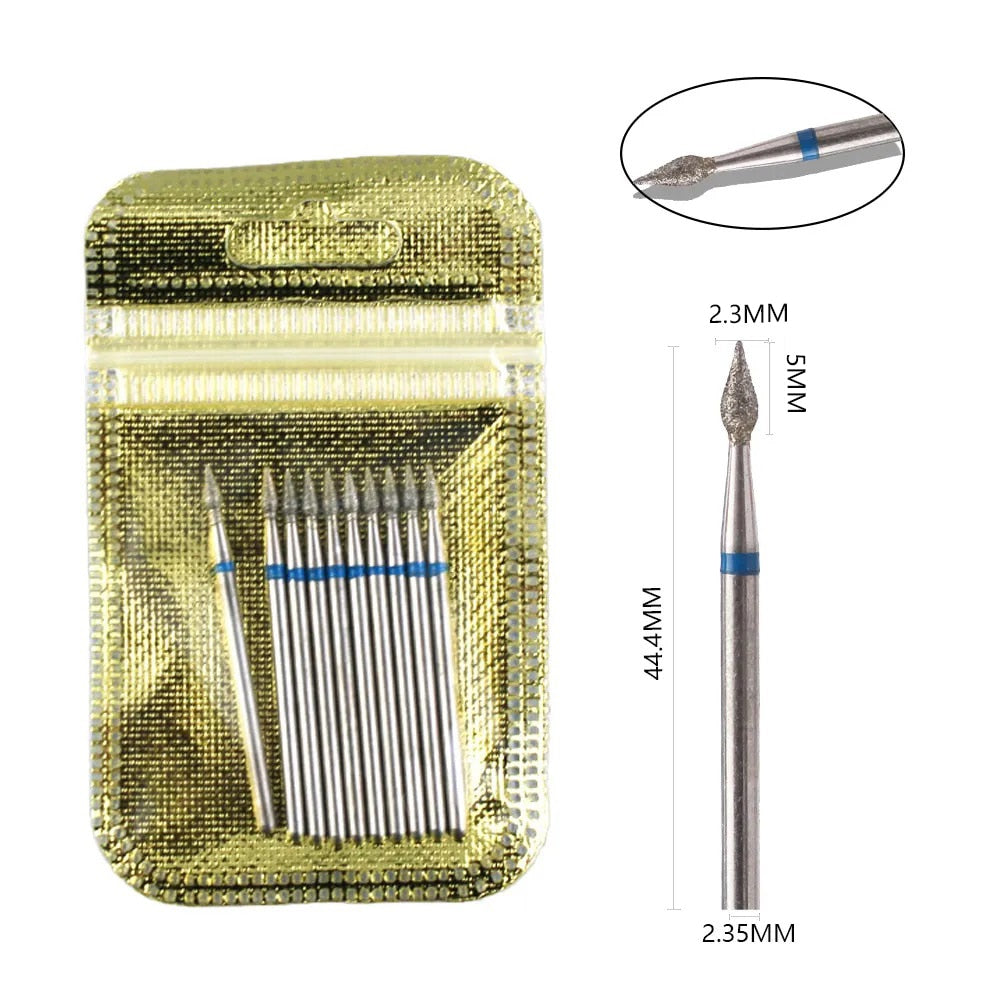 10pcs Diamond Milling Cutter Nail Drill Bits Set For Manicure Accessory Pedicure Eletric Machine Nail Bit Brush Burr Tools