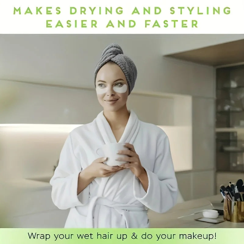 Microfibre Hair Towel Wrap - Quick-Drying, Ultra-Absorbent, Gently Cares for Frizzy or Damaged Hair, Hair Dryer Cap for Women