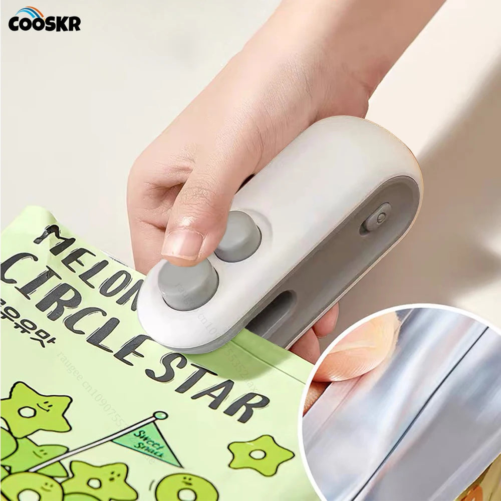 Handheld Bag Sealer Mini Heat Vacuum Food Sealer with Cutter and Magnet 2 in 1 Bag Sealer for Plastic Bags Snacks Food Storage
