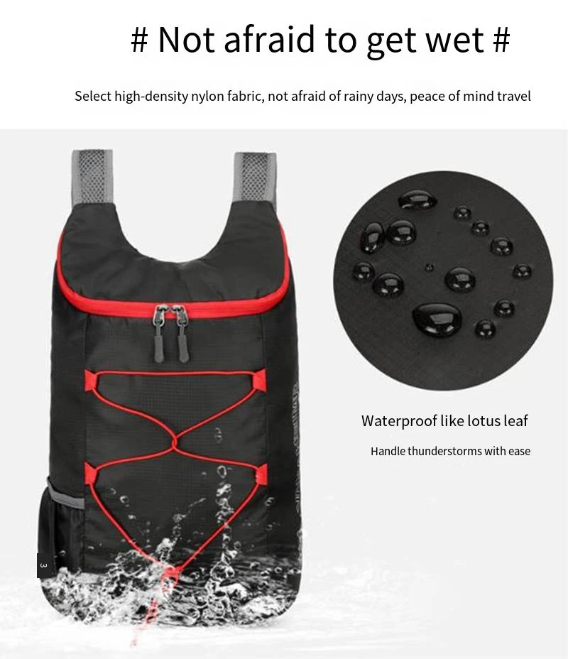 Multifunctional Outdoor Folding Backpack High Density Lightweight Waterproof Nylon Fabric Sports Bag for Camping Hiking Travel
