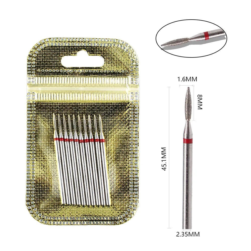 10pcs Diamond Milling Cutter Nail Drill Bits Set For Manicure Accessory Pedicure Eletric Machine Nail Bit Brush Burr Tools