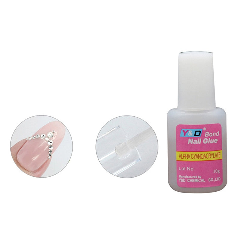 Strong Nail Glue Adhesive With Brush False Nails Glitter Acrylic with Brush