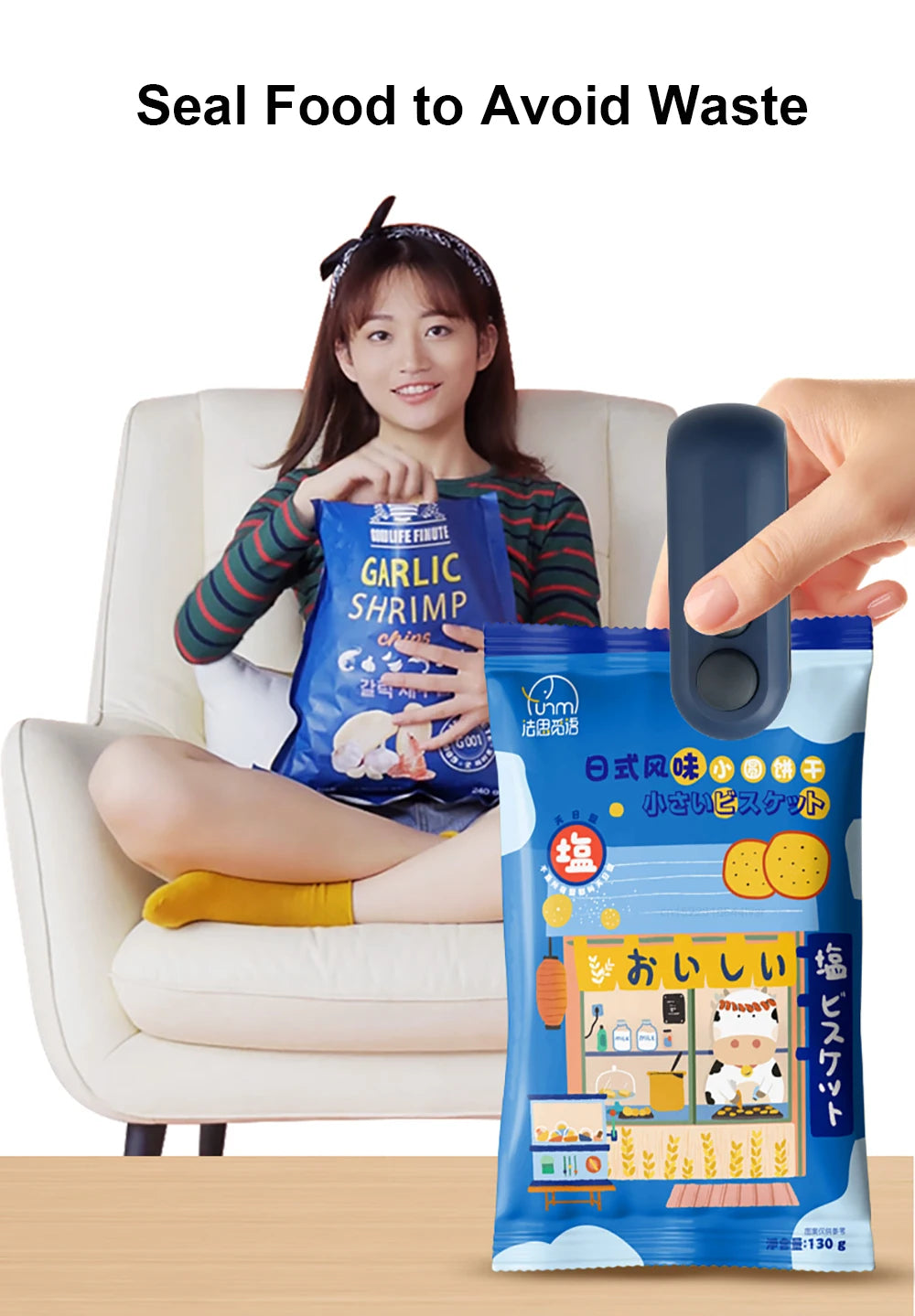 Handheld Bag Sealer Mini Heat Vacuum Food Sealer with Cutter and Magnet 2 in 1 Bag Sealer for Plastic Bags Snacks Food Storage