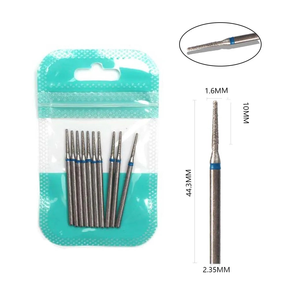 10pcs Diamond Milling Cutter Nail Drill Bits Set For Manicure Accessory Pedicure Eletric Machine Nail Bit Brush Burr Tools