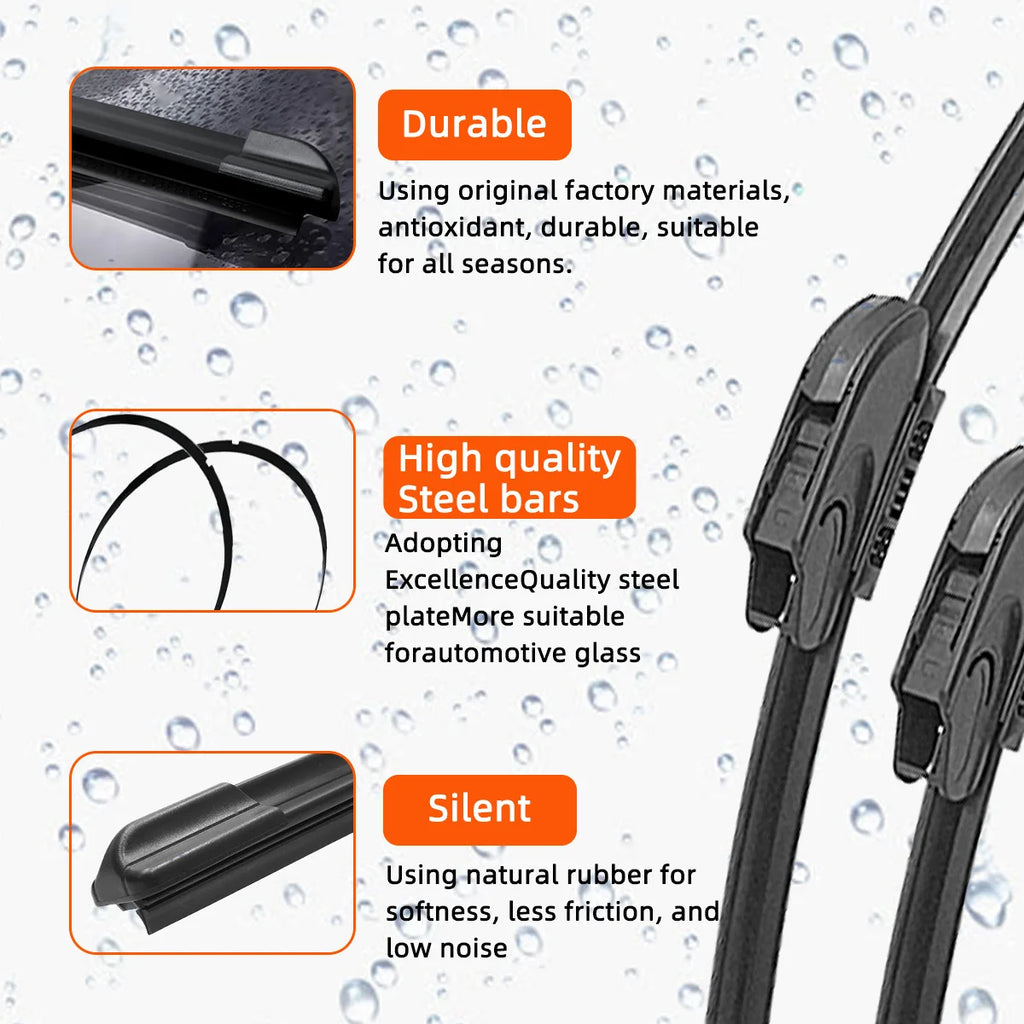 13"-28" Upgrade the universal J/U-shaped hook frameless wiper with high-quality rubber sheet for car windshield wipers