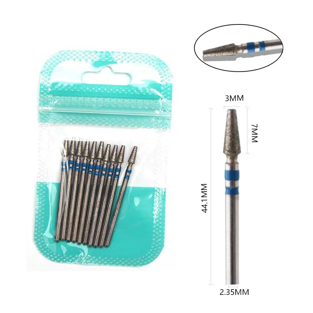 10pcs Diamond Milling Cutter Nail Drill Bits Set For Manicure Accessory Pedicure Eletric Machine Nail Bit Brush Burr Tools