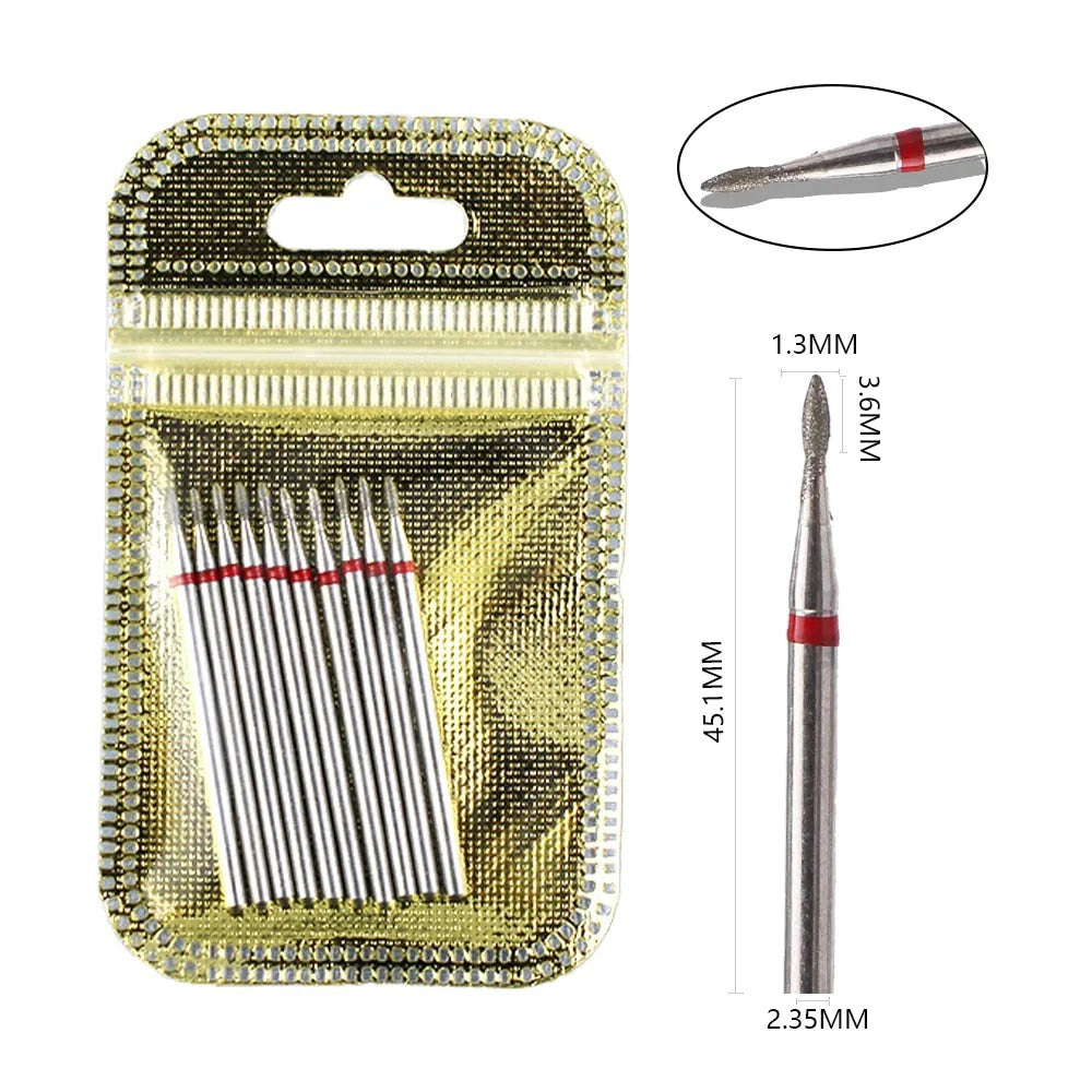 10pcs Diamond Milling Cutter Nail Drill Bits Set For Manicure Accessory Pedicure Eletric Machine Nail Bit Brush Burr Tools